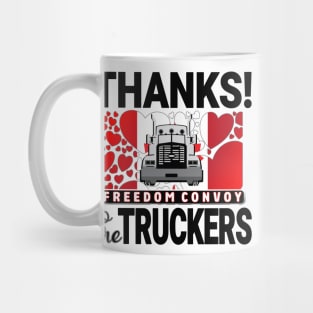 THANKS TO THE TRUCKERS FREEDOM CONVOY 2022 - LIBERTE - I LOVE THE TRUCKERS BLACK LETTERS Mug